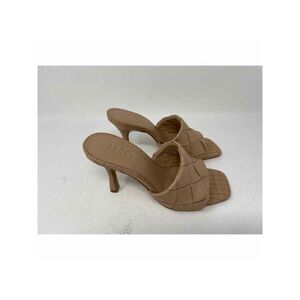INC Womens Beige Woven Liah Square Toe Stiletto Slip On Dress Sandals 9 M